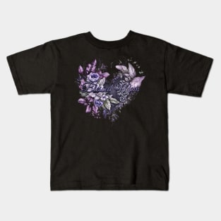 Happy Mother's Day Floral Heart Blessed Mom Lovely Lavender and Blue Kids T-Shirt